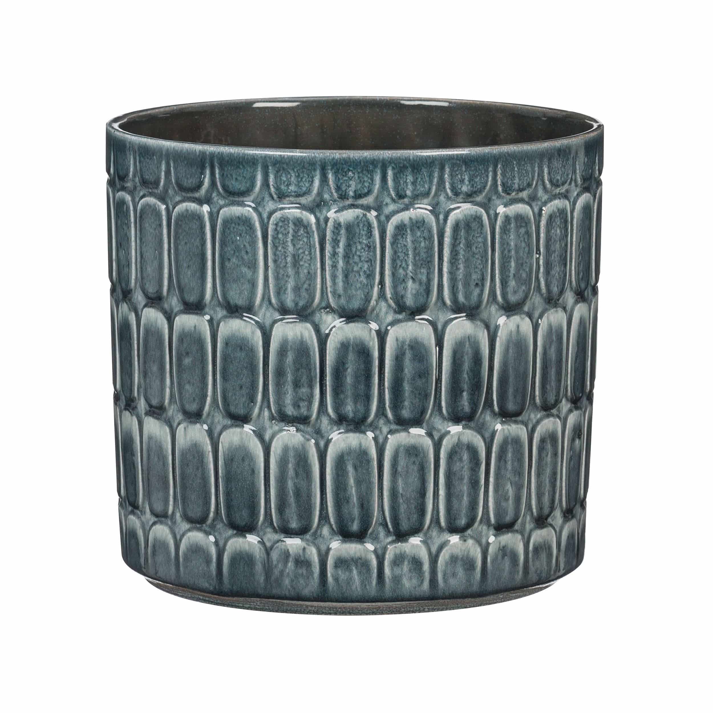 Keramik-Blumentopf Lagom D16 cm grau-blau