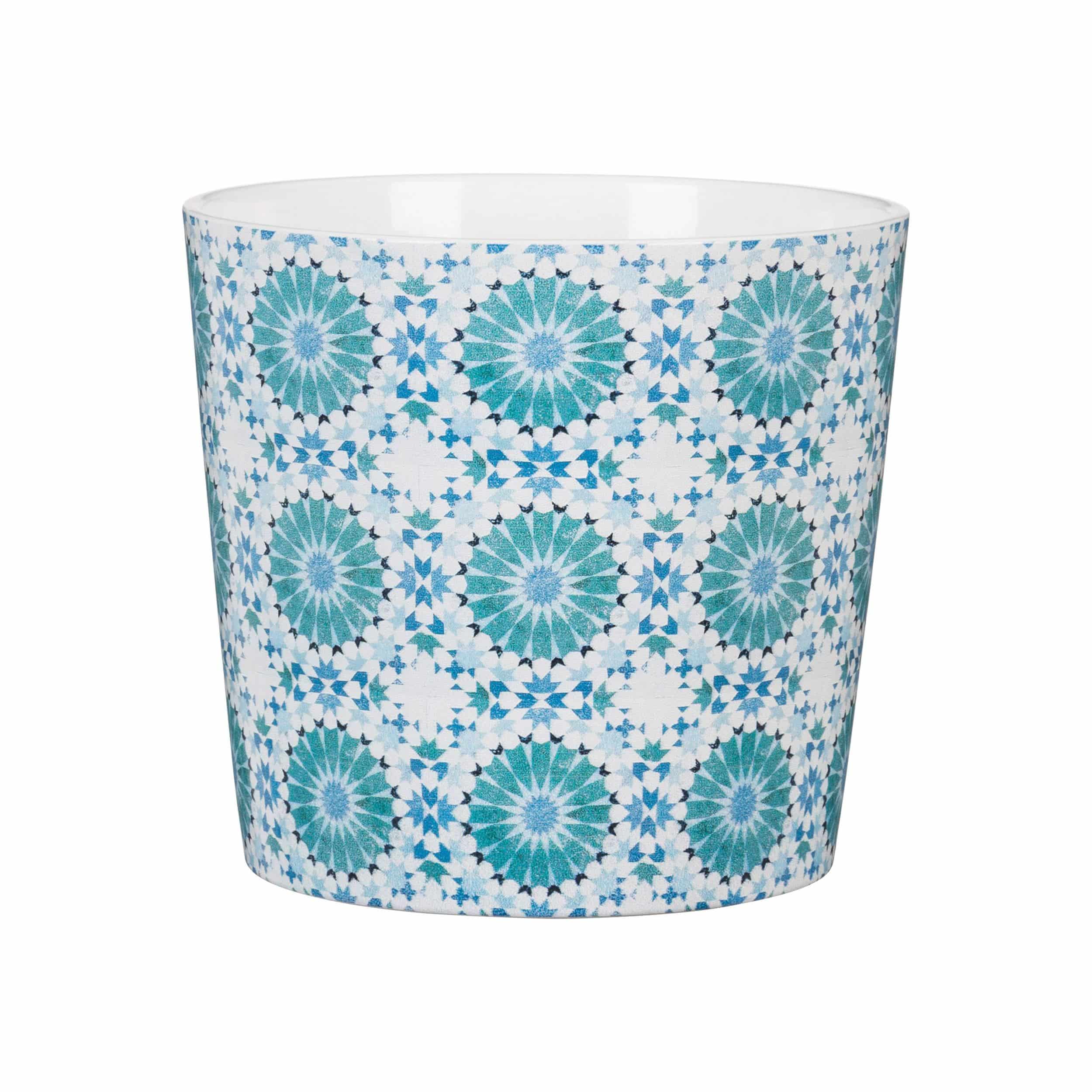 Keramik-Blumentopf Mosaic D15 cm blau-weiß