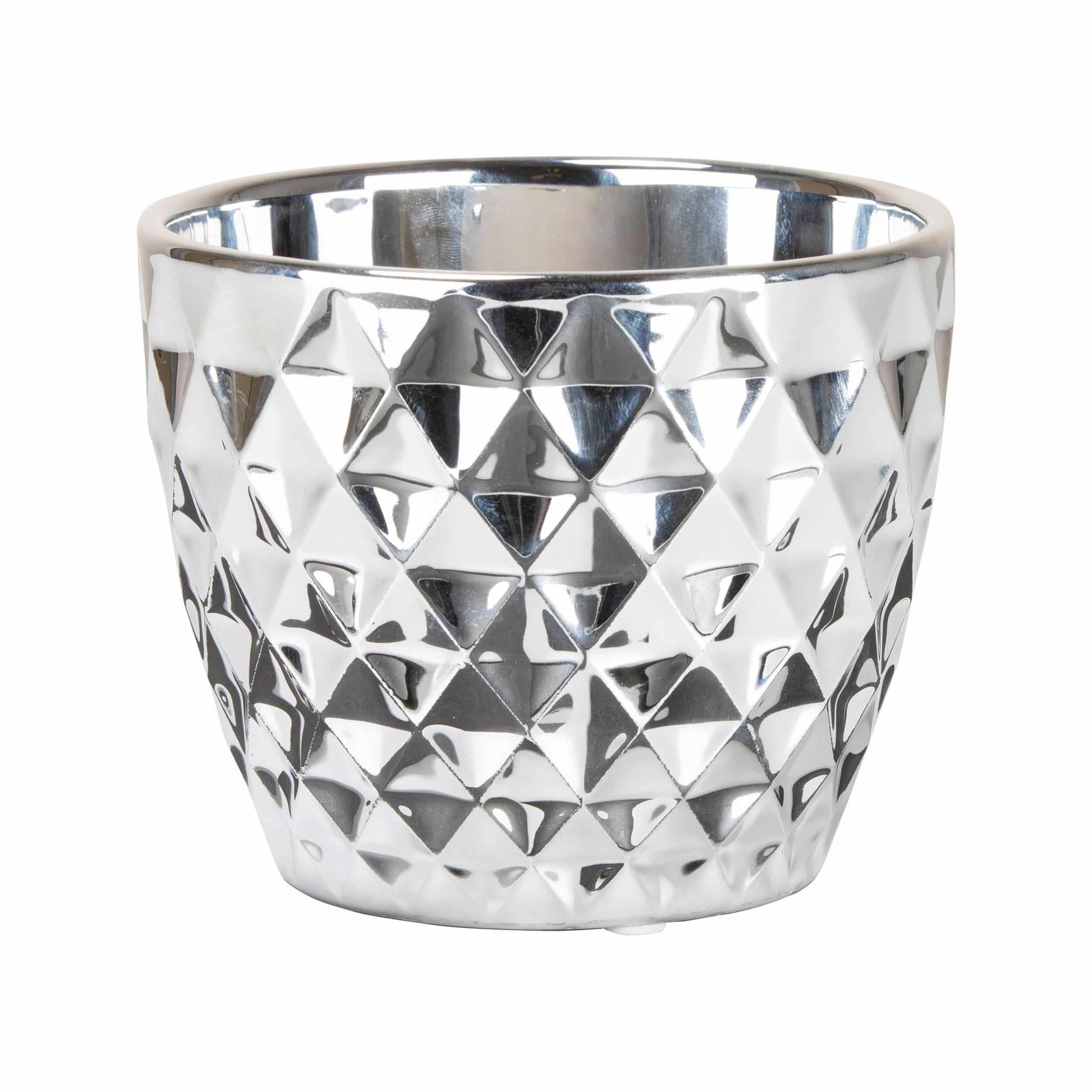 Keramik-Blumentopf Crystal D14 cm silber