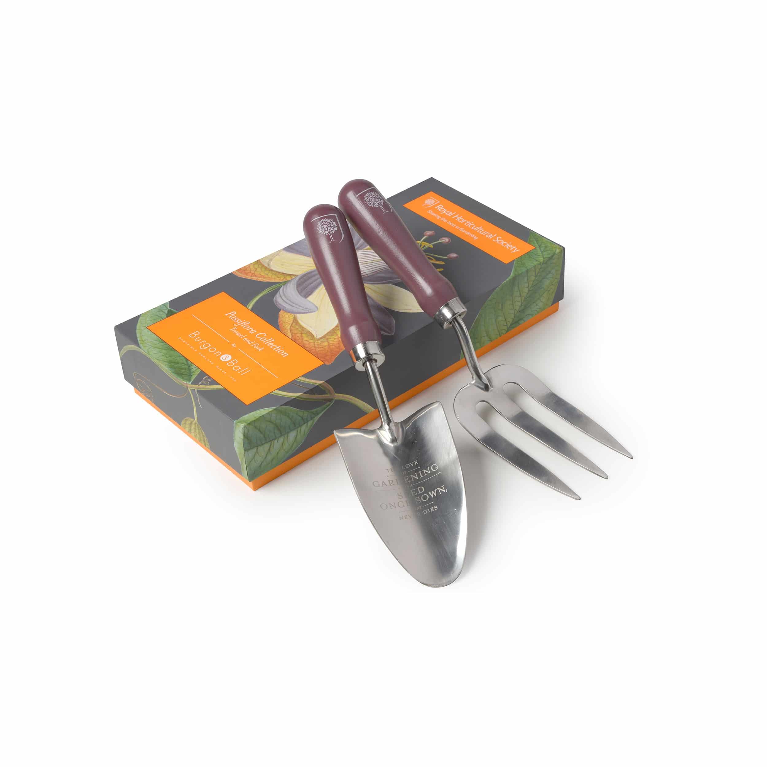 Gartenwerkzeug-Set Edelstahl-Handgabel und -Handschaufel Passionsblumen